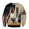 Maxcorners King Rooster American Flag All Over Printed Unisex Deluxe Hoodie